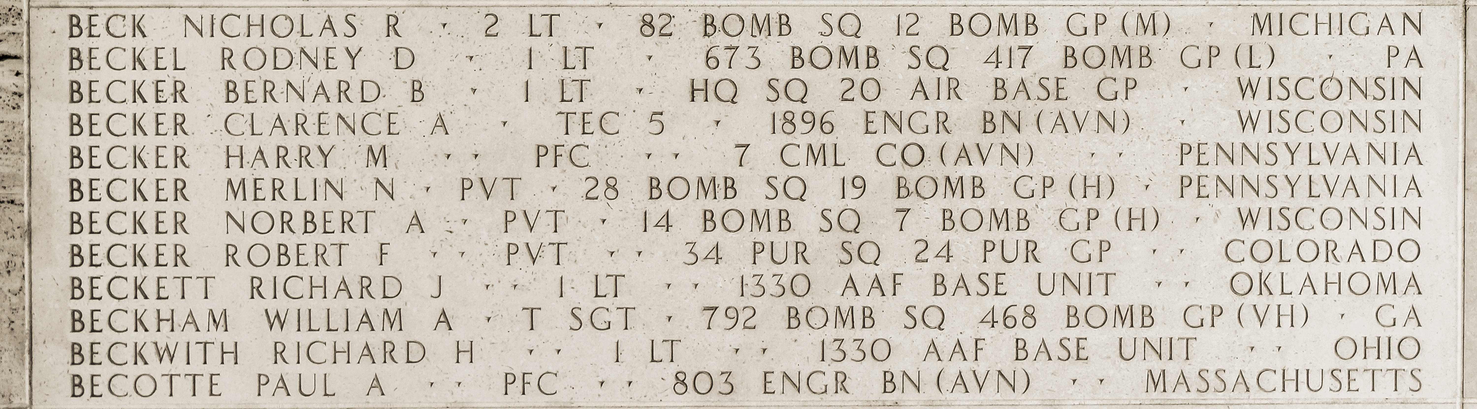 Rodney D. Beckel, First Lieutenant